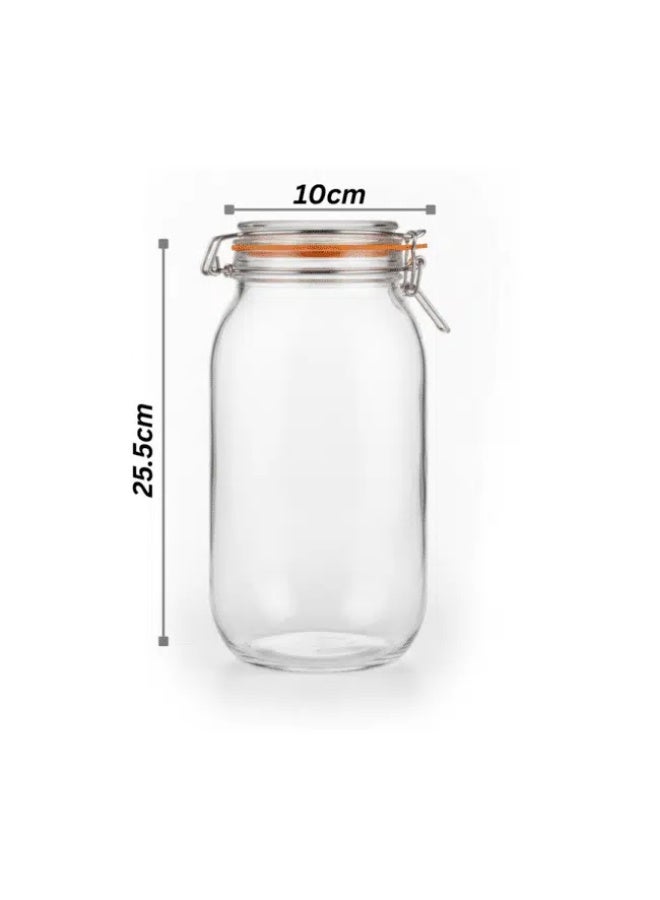 Danny Home Cylinder Glass Storage Jar – 2 Litre | Airtight Clamp Lid with Silicone Seal - Image 3